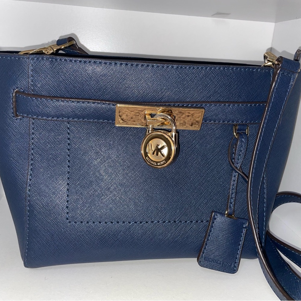Navy blue Michael Kors small leather Satchel